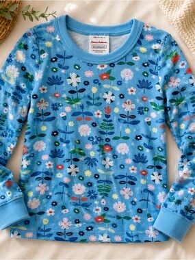100% Organic Cotton Hanna Andersson Sky Blue Floral Long-Sleeve Top